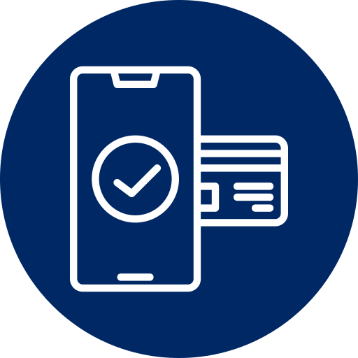 Blue credit card payment icon.